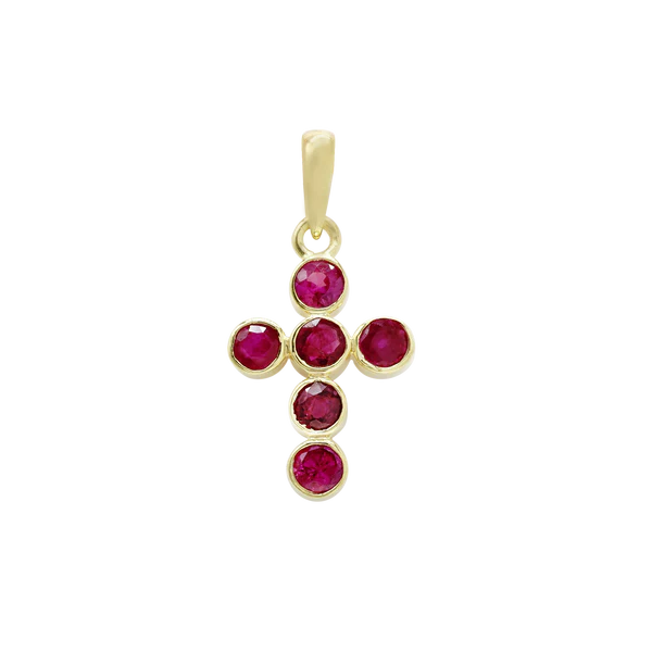 Bezel Set Cross with Ruby Stones