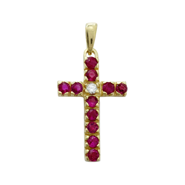 Classic Cross with Diamonds and Ruby Stones