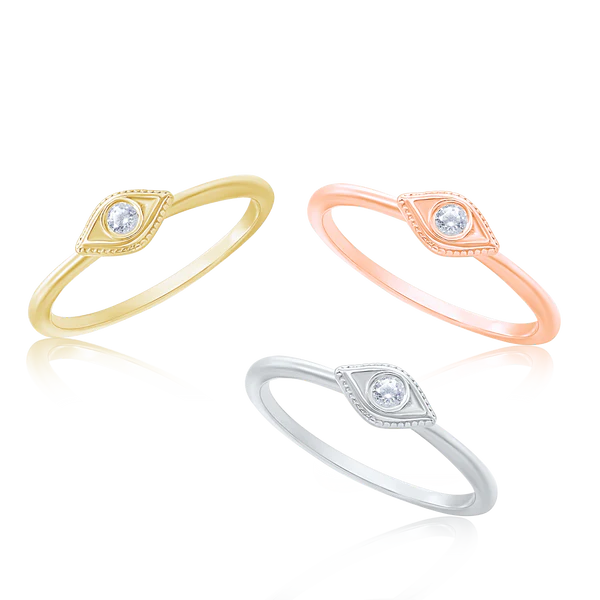 Stackable Evil Eye Ring with Diamond