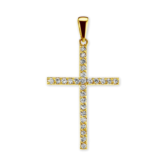 Thin Cross Pendant with Diamonds