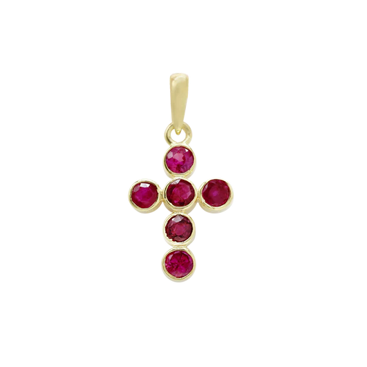 Bezel Set Cross with Ruby Stones