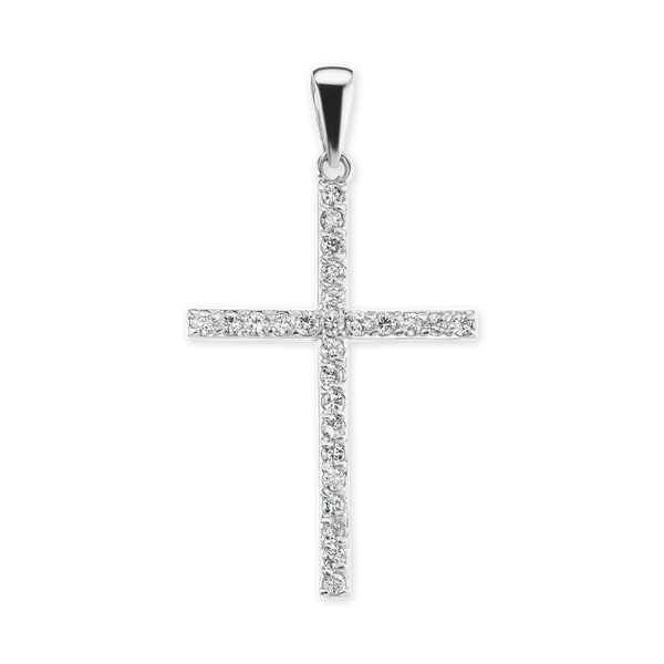 Thin Cross Pendant with Diamonds