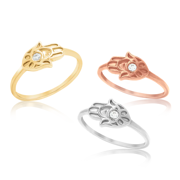 Stackable Hamsa Ring with Diamond