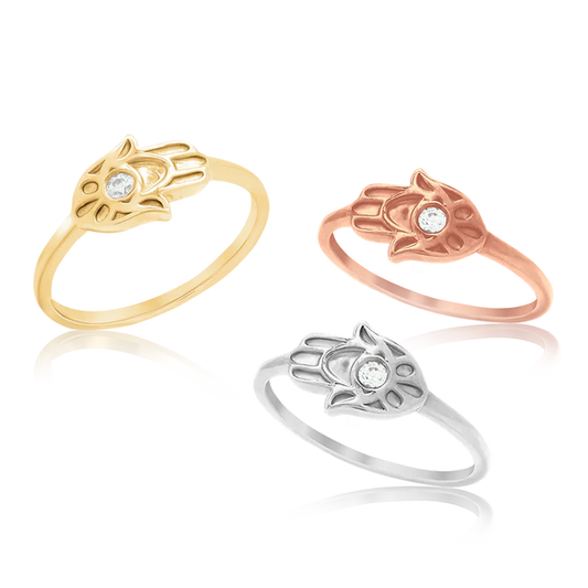 Stackable Hamsa Ring with Diamond