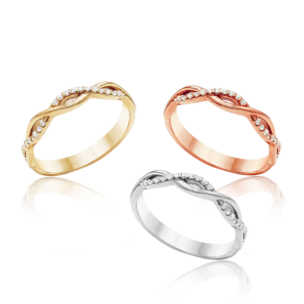 Stackable Ring with Diamonds in Oval Braid