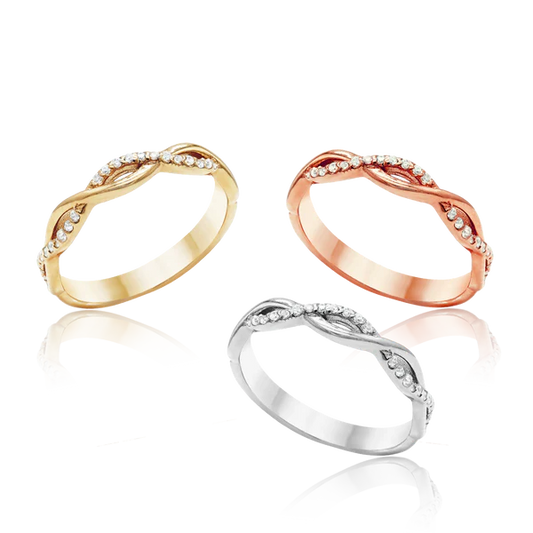 Stackable Ring with Diamonds in Oval Braid