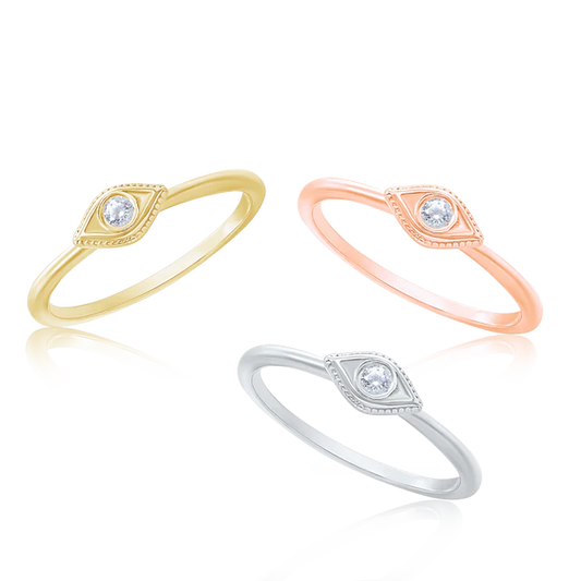 Stackable Evil Eye Ring with Diamond