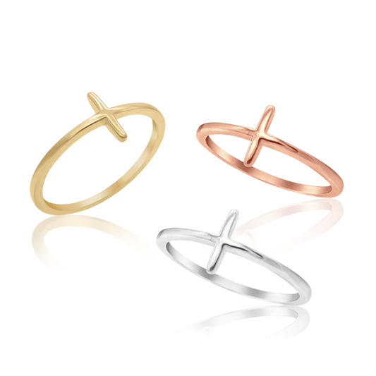 Thin Stackable Cross Ring